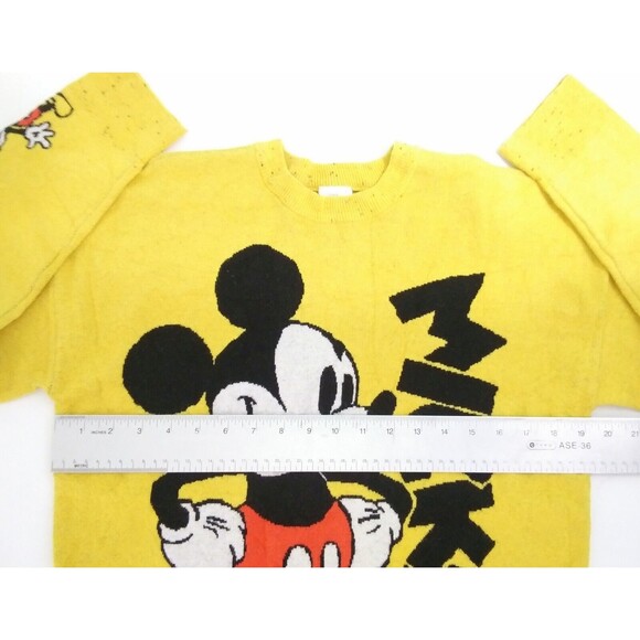 Disney Parks Size Small Mickey Mouse Yellow Sweater Pullover Knit Wool Blend - Picture 6 of 8